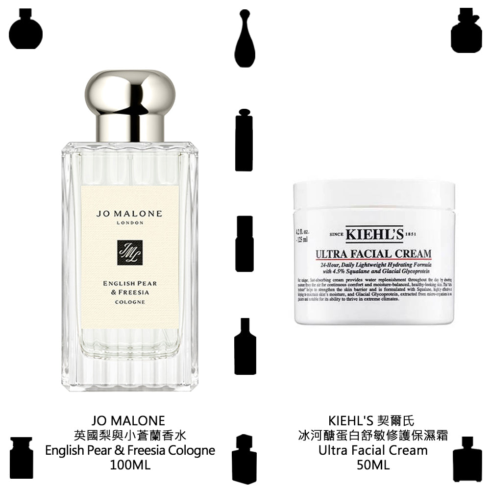 口尼吉蛙組 - JO MALONE英國梨與小蒼蘭香水 + KIEHL'S契爾氏冰河醣蛋白舒敏修護保濕霜 + 送小香任選