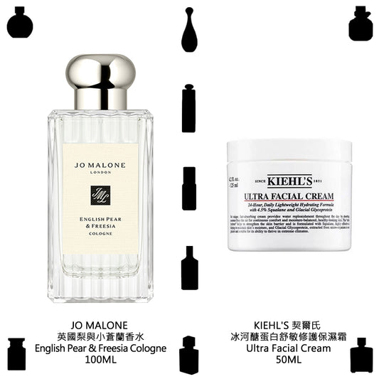邂逅秋光跨品牌熱賣組 - JO MALONE英國梨與小蒼蘭香水 + KIEHL'S契爾氏冰河醣蛋白舒敏修護保濕霜 + 送小香任選