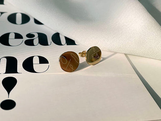 冷淡風抽象藝術人臉耳環 - 925純銀針