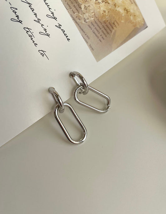 冷淡風橢圓鏤空耳夾