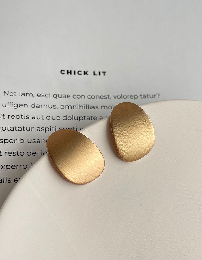 髮絲感不規則金屬片耳環 - 925純銀針