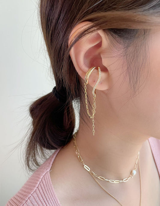 流蘇感鍊條垂墜扭轉耳骨夾