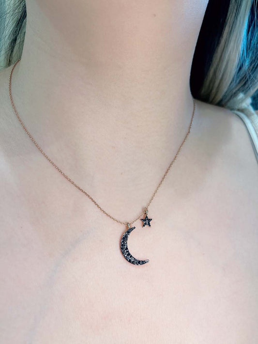 月亮與星星相伴項鍊