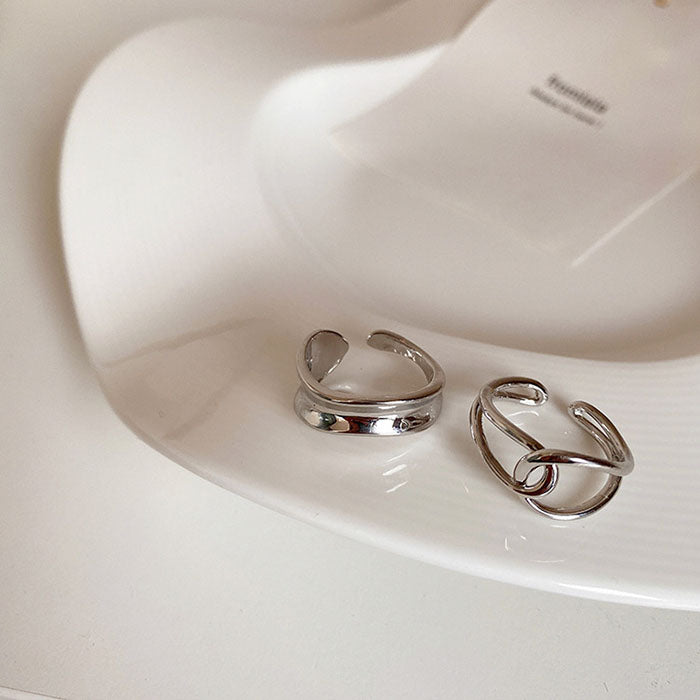 現代藝術線條鏤空可調戒指組