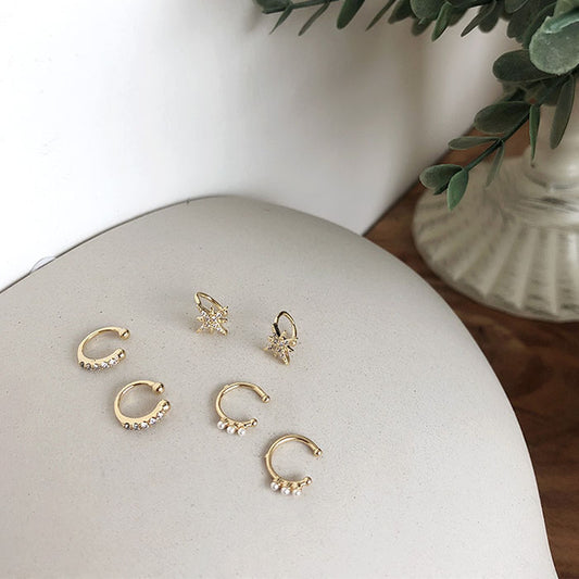 鑽飾光芒/排列水鑽/排列珍珠 耳骨夾