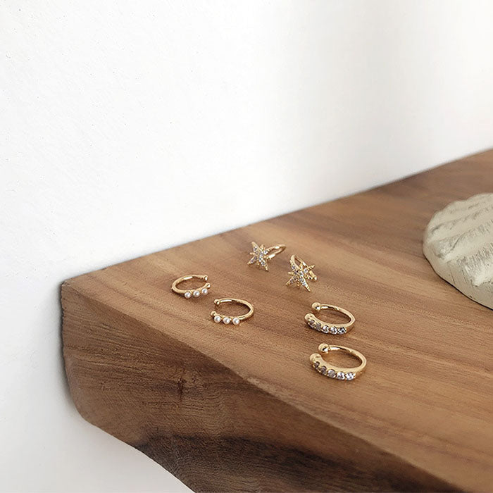 鑽飾光芒/排列水鑽/排列珍珠 耳骨夾