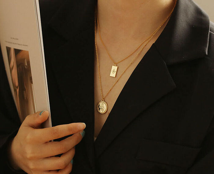 簡約星芒鑲鑽吊牌項鍊