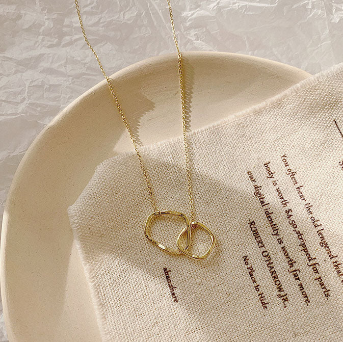 交錯雙環造型鎖骨鍊