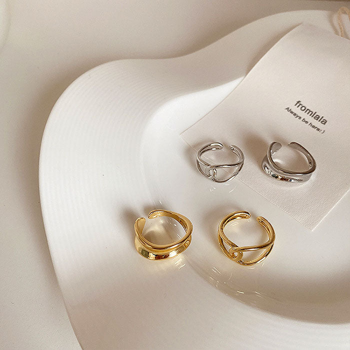 現代藝術線條鏤空可調戒指組