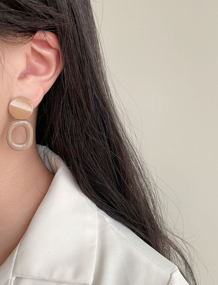 鏤空圓環耳環 - 925純銀針