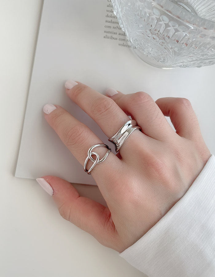現代藝術線條鏤空可調戒指組