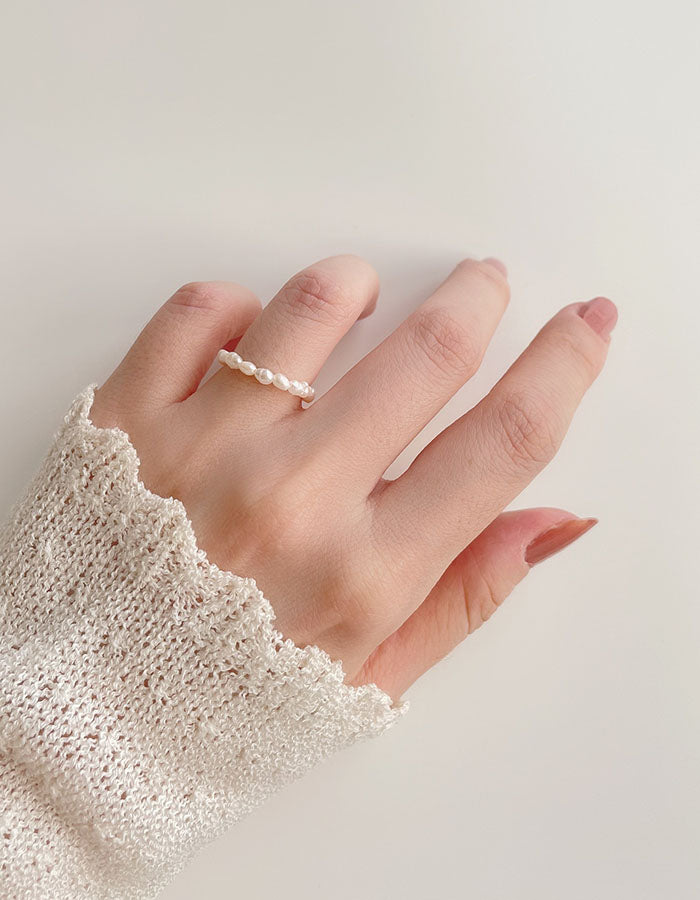 珍珠串鍊條設計戒指
