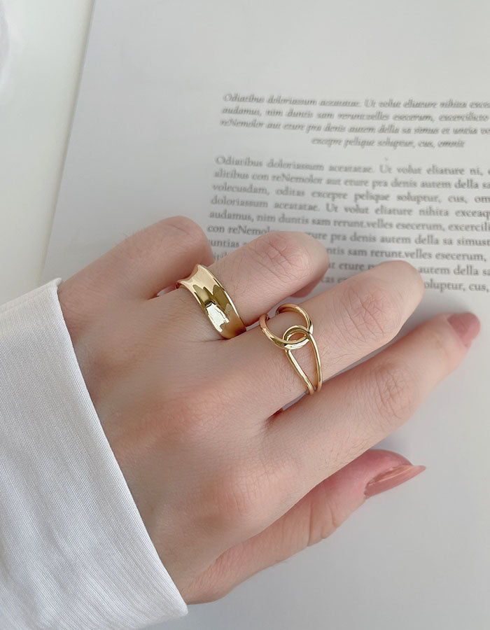 現代藝術線條鏤空可調戒指組