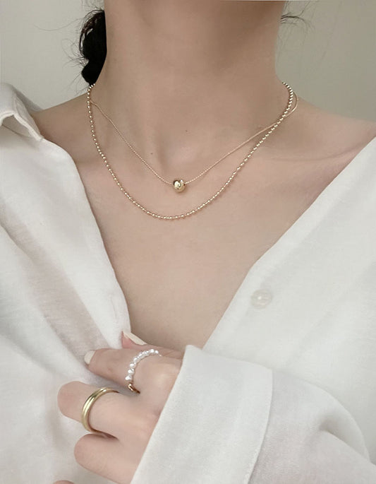 單圓珠雙層鎖骨鍊