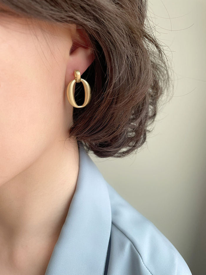 法式圓圈耳環 - 925純銀針