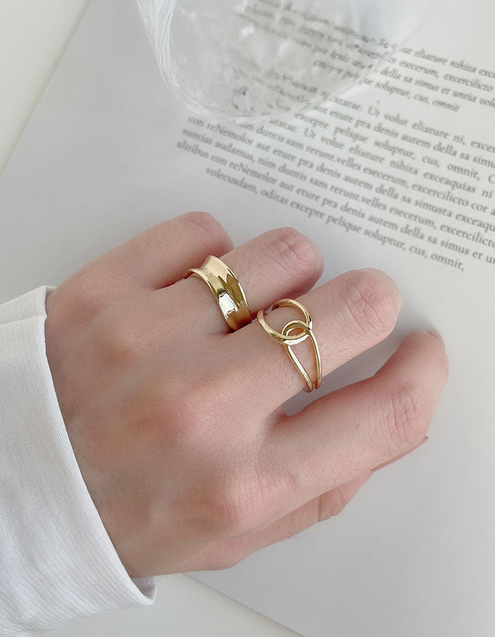 現代藝術線條鏤空可調戒指組