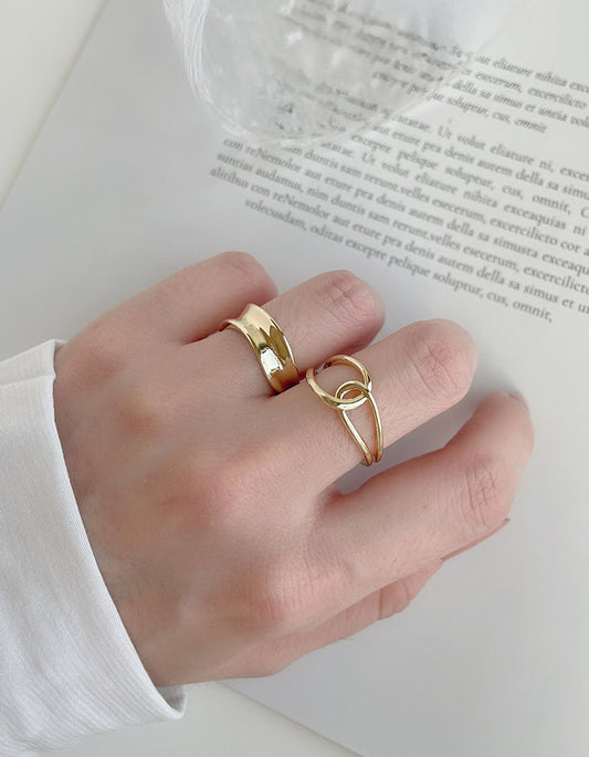 現代藝術線條鏤空可調戒指組