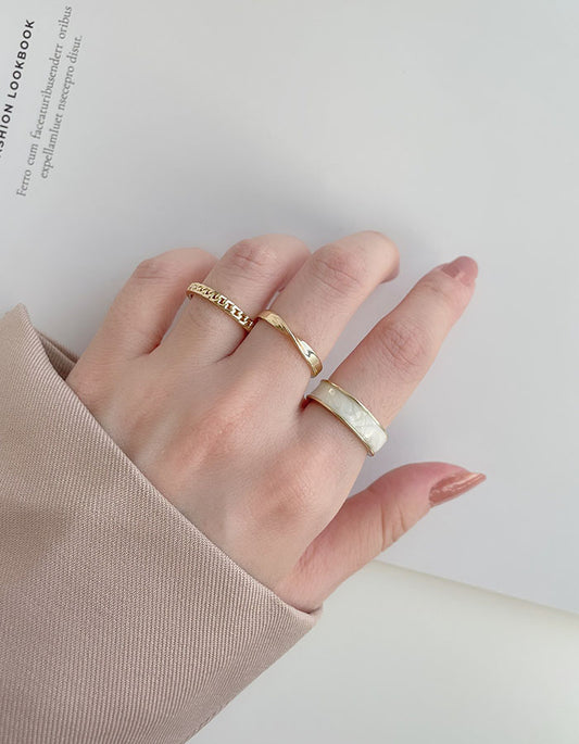 冷淡風滴釉調節戒指組