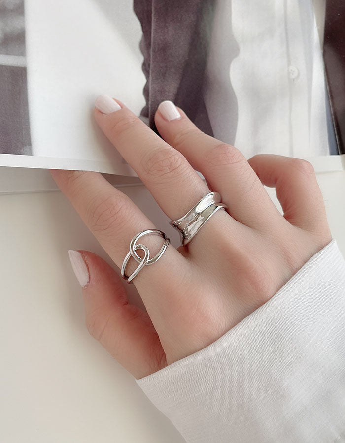 現代藝術線條鏤空可調戒指組