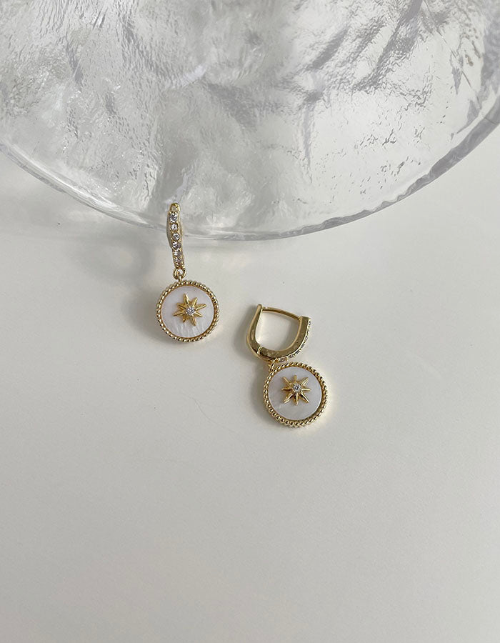 星芒圓形吊牌耳環