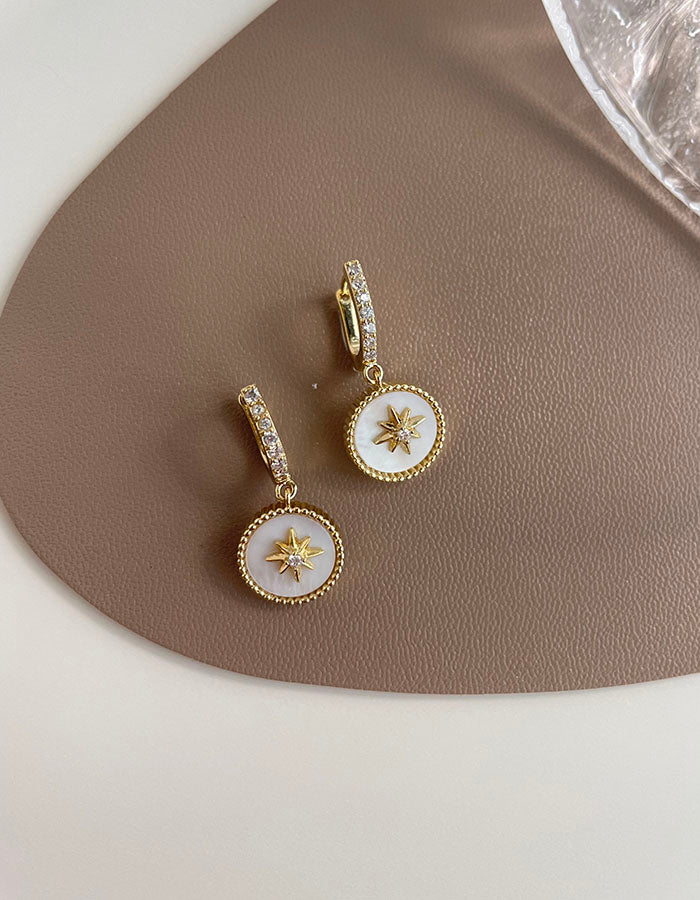 星芒圓形吊牌耳環