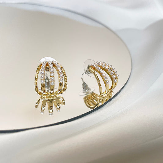 法式冷淡風珍珠耳環