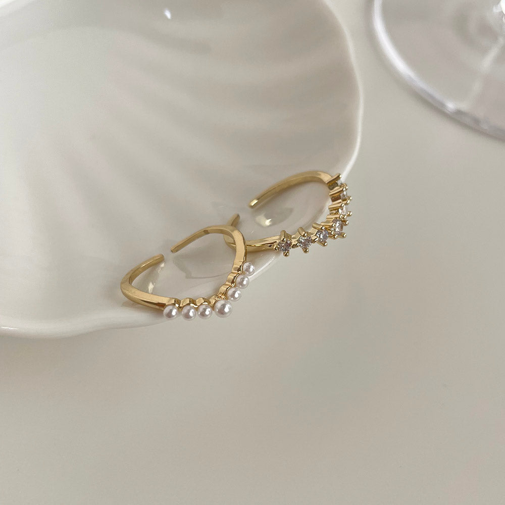 珍珠排鑽戒指組