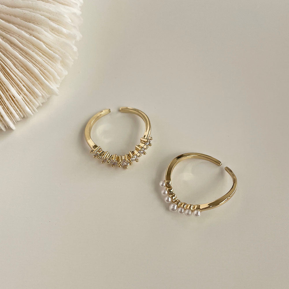 珍珠排鑽戒指組