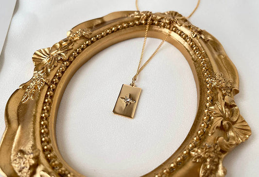 簡約星芒鑲鑽吊牌項鍊