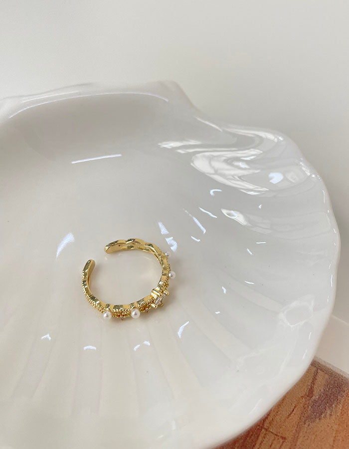 輕奢水鑽珍珠戒指