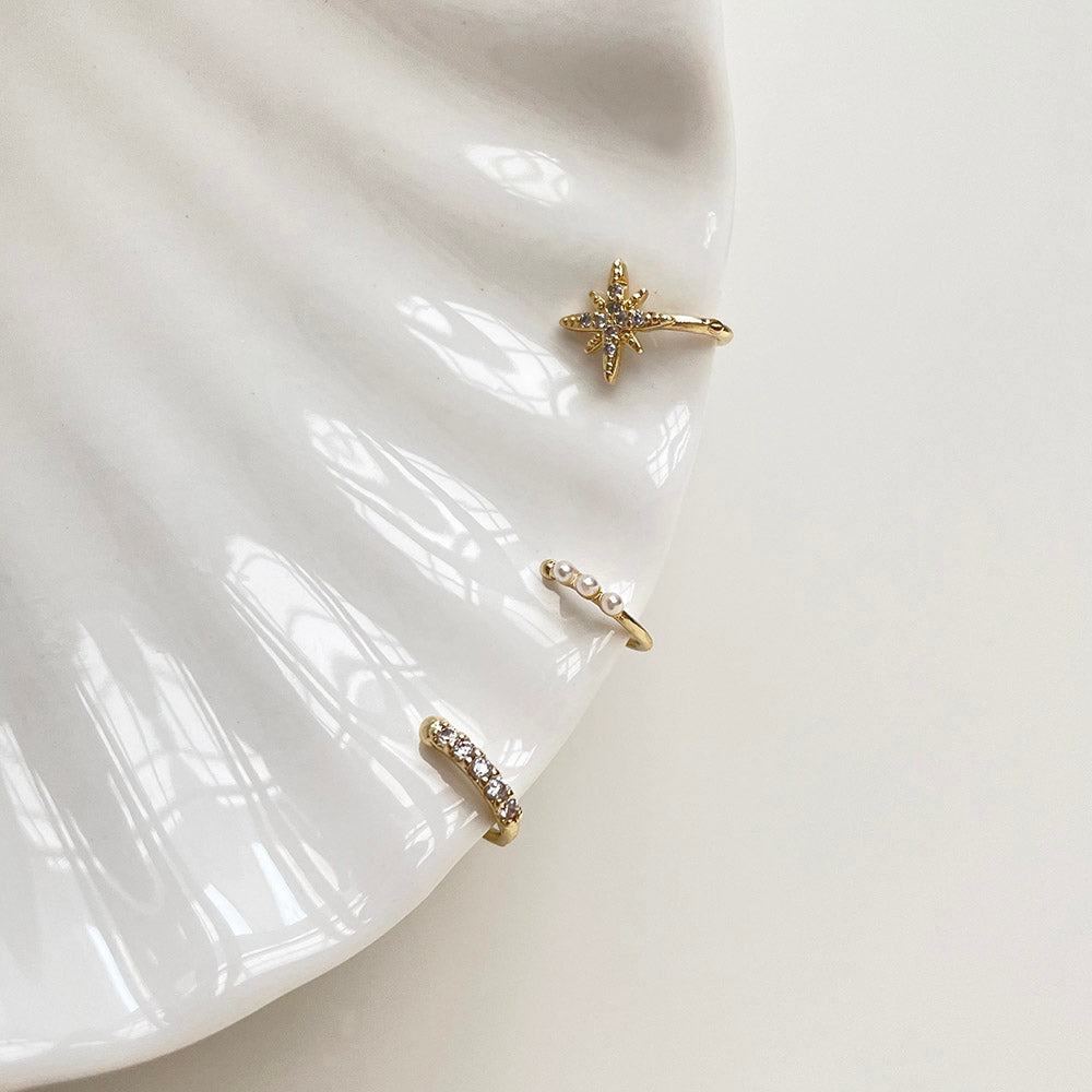 鑽飾光芒/排列水鑽/排列珍珠 耳骨夾