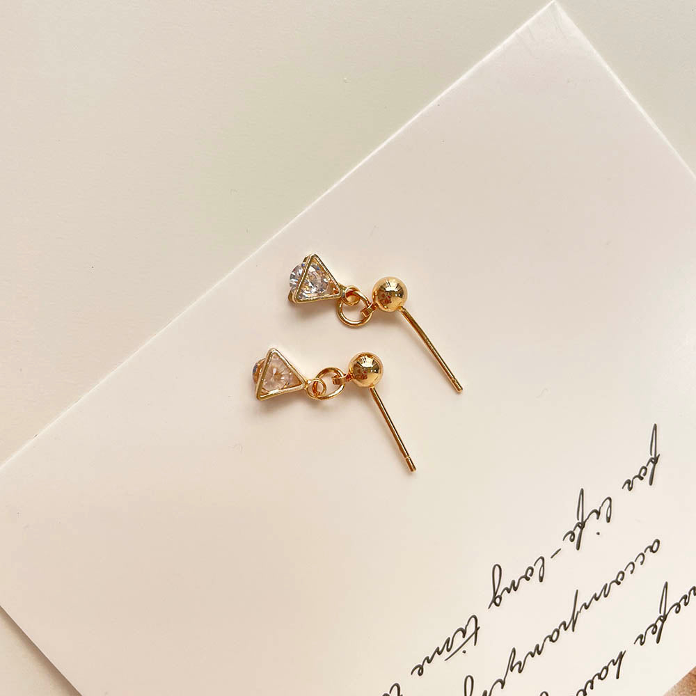 水鑽三角框耳環