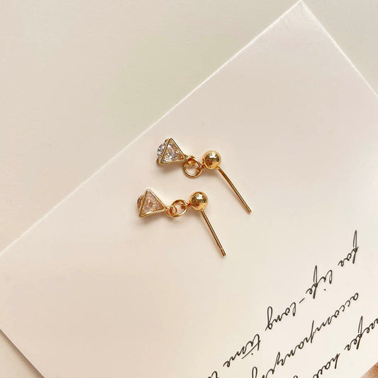 水鑽三角框耳環