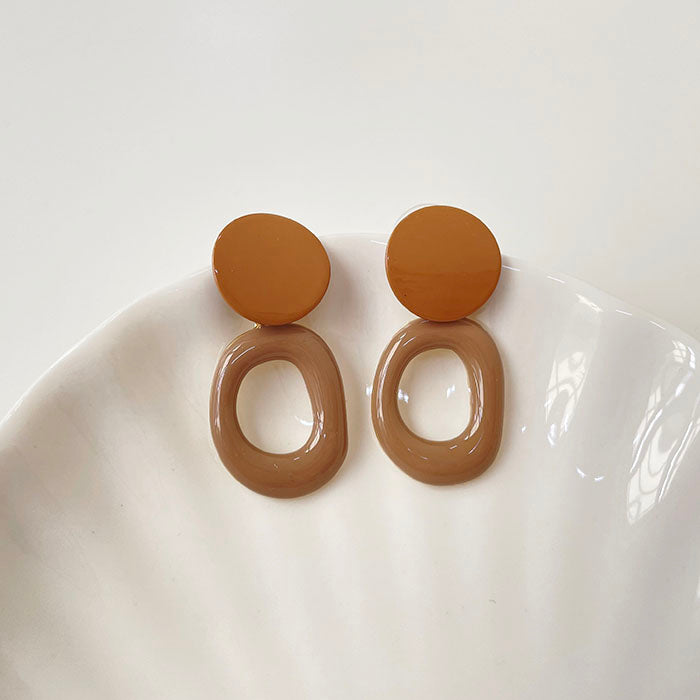 鏤空圓環耳環 - 925純銀針