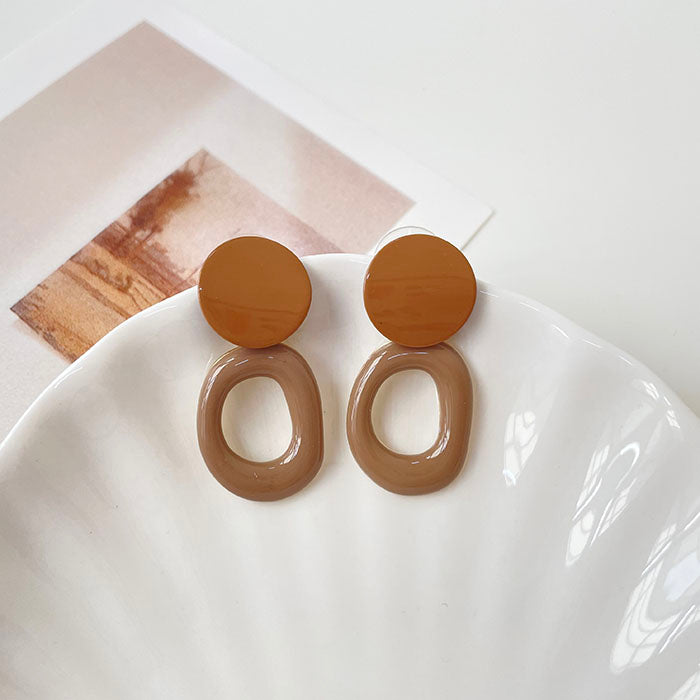 鏤空圓環耳環 - 925純銀針