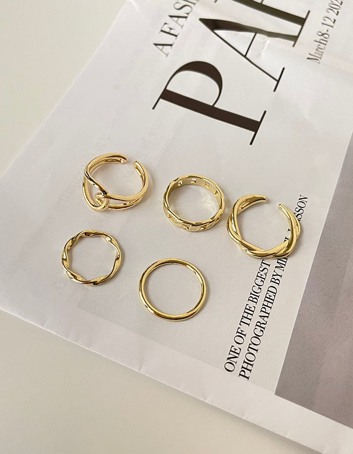 女神系華麗扭結風戒指五件組