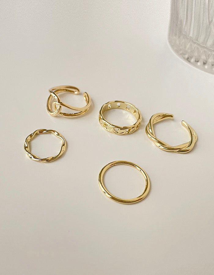 女神系華麗扭結風戒指五件組