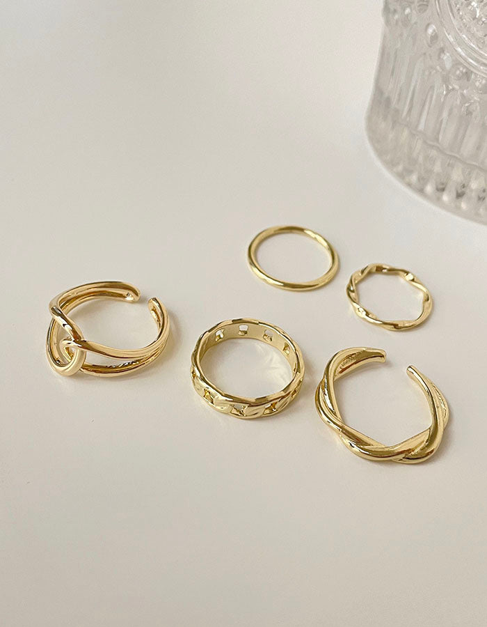女神系華麗扭結風戒指五件組