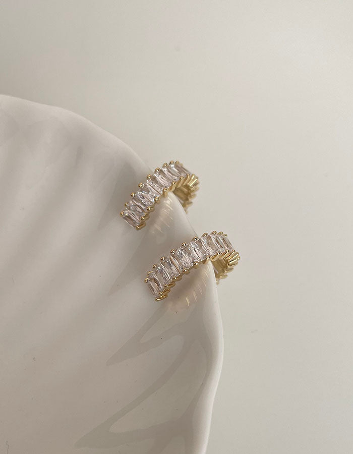 輕奢感鋯石耳環 - 925純銀針