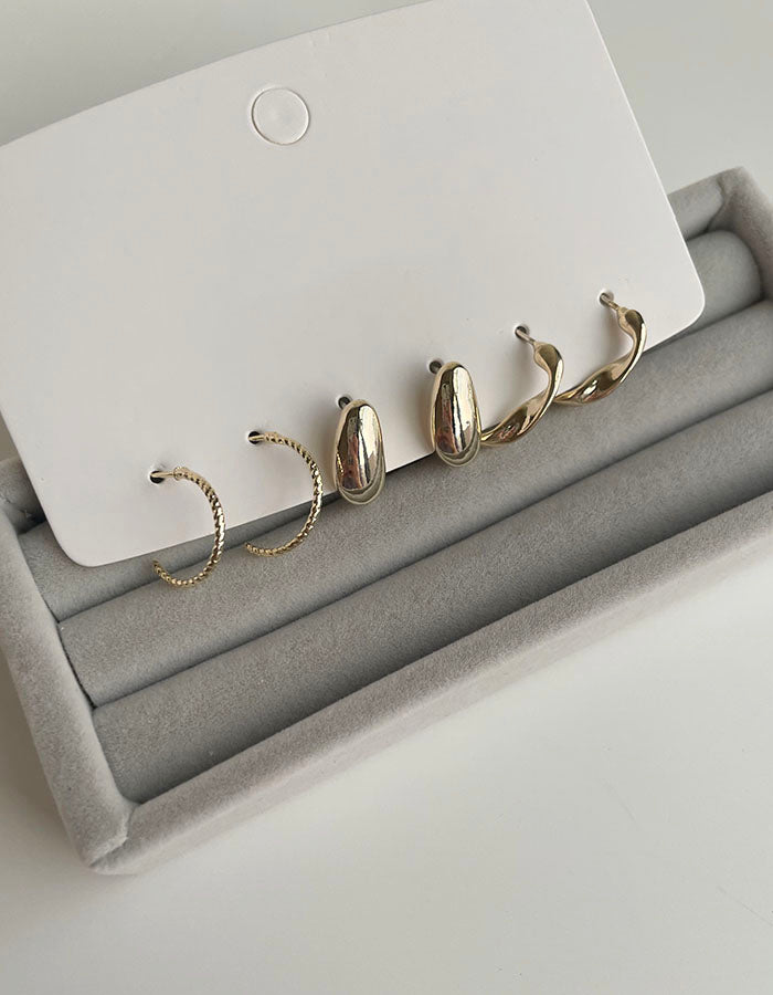 女王系高冷氣質必備三對組 - 925純銀針