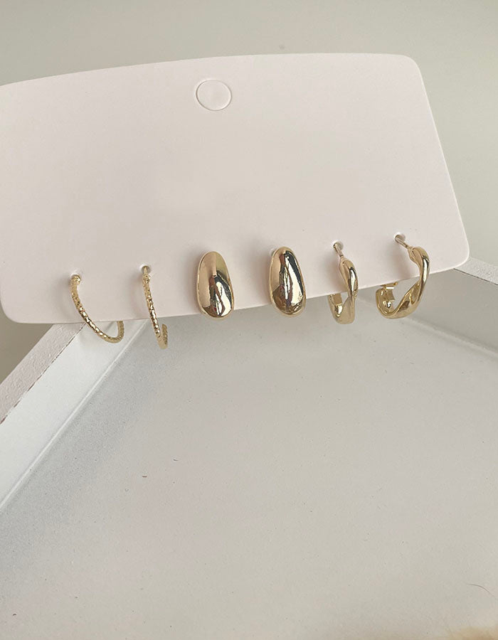 女王系高冷氣質必備三對組 - 925純銀針