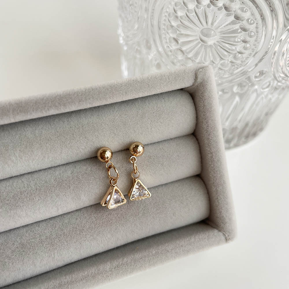 水鑽三角框耳環