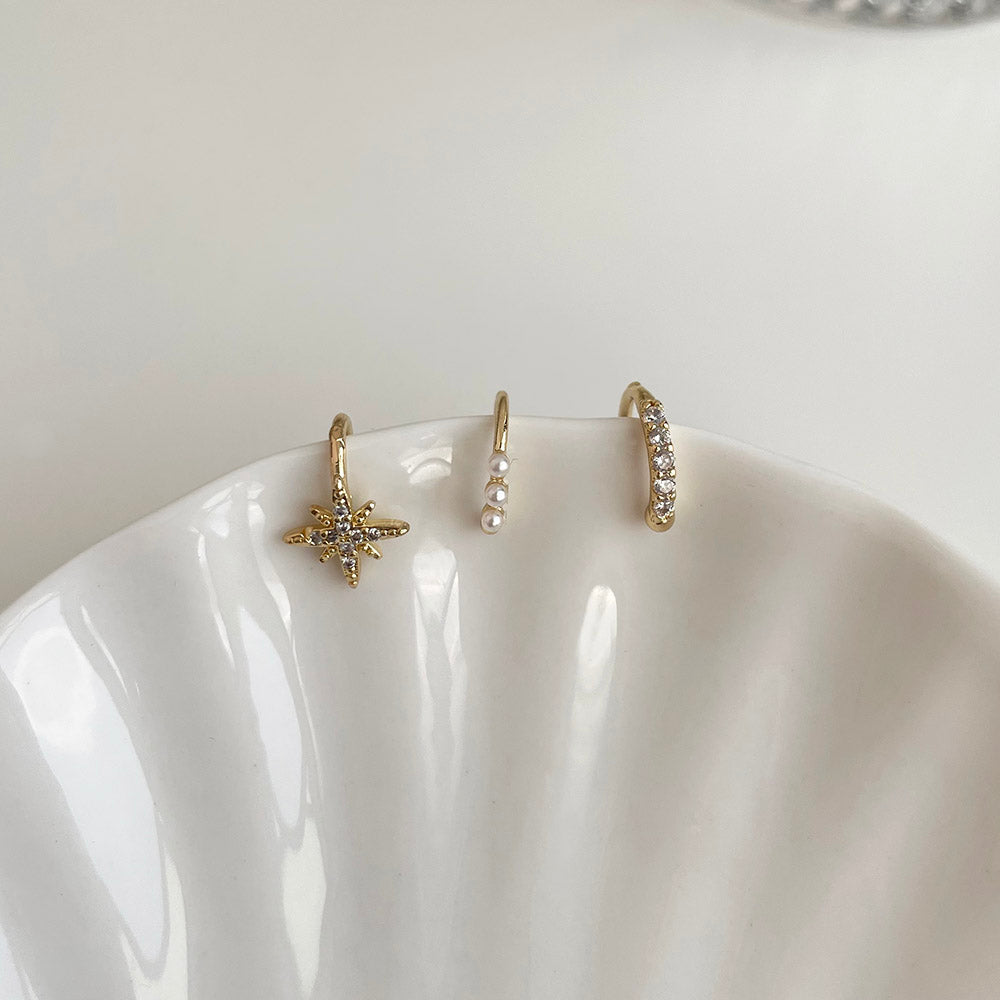 鑽飾光芒/排列水鑽/排列珍珠 耳骨夾