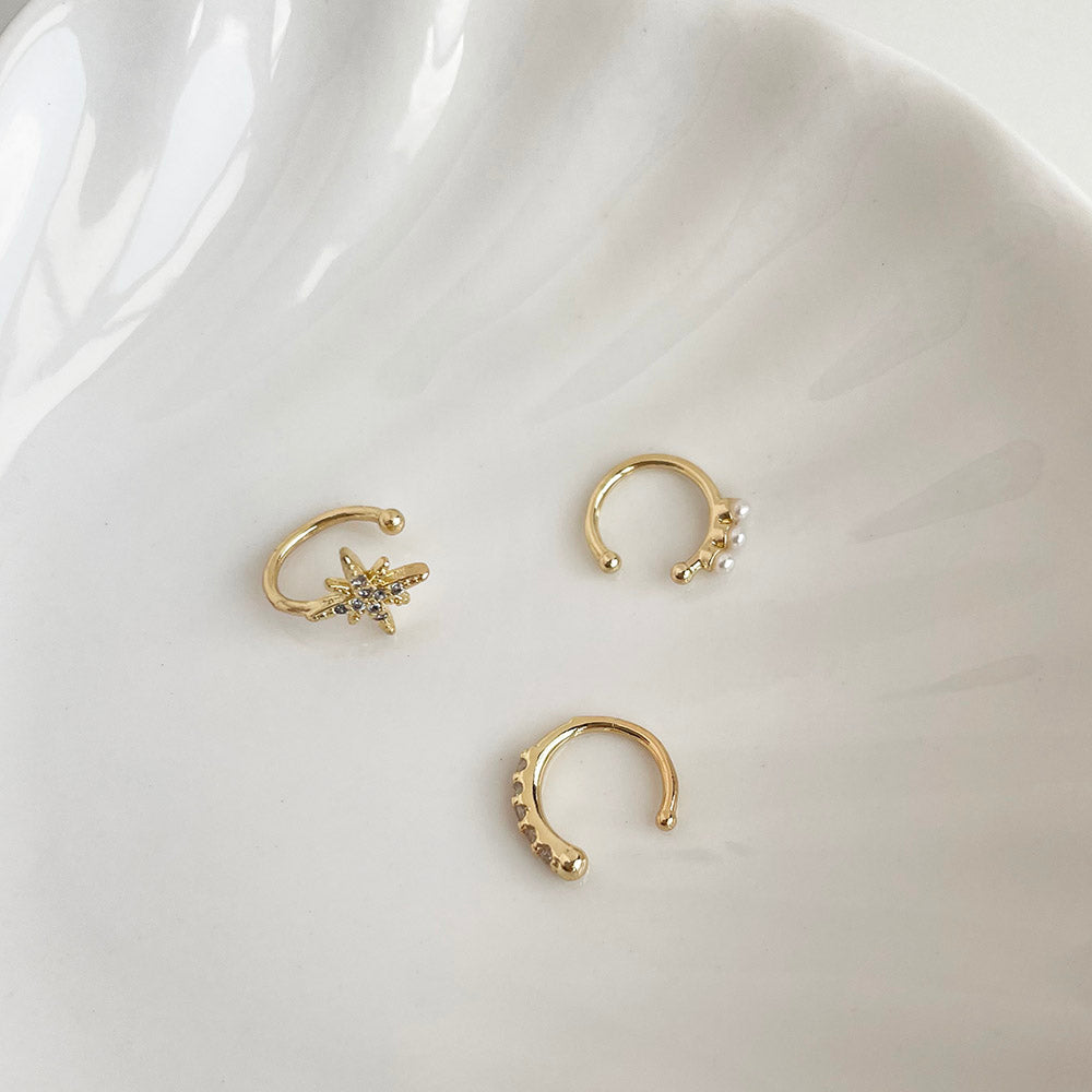 鑽飾光芒/排列水鑽/排列珍珠 耳骨夾