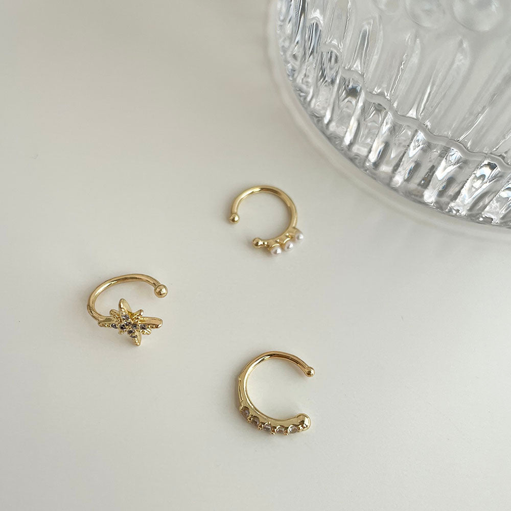 鑽飾光芒/排列水鑽/排列珍珠 耳骨夾