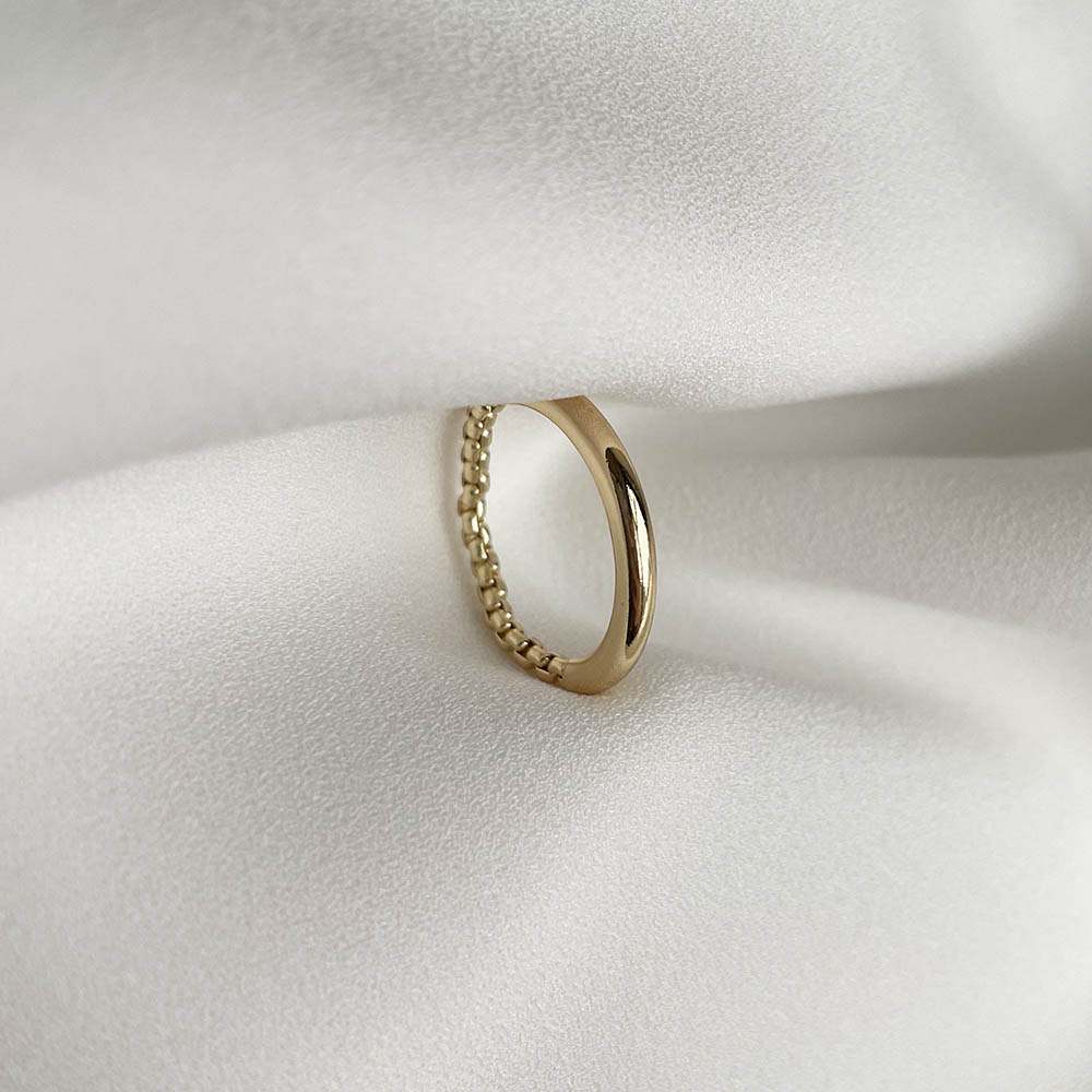 弧形拼接細鍊條戒指