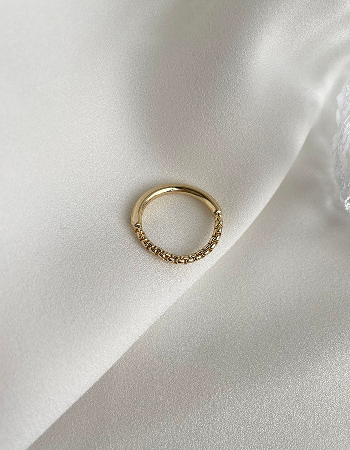 弧形拼接細鍊條戒指