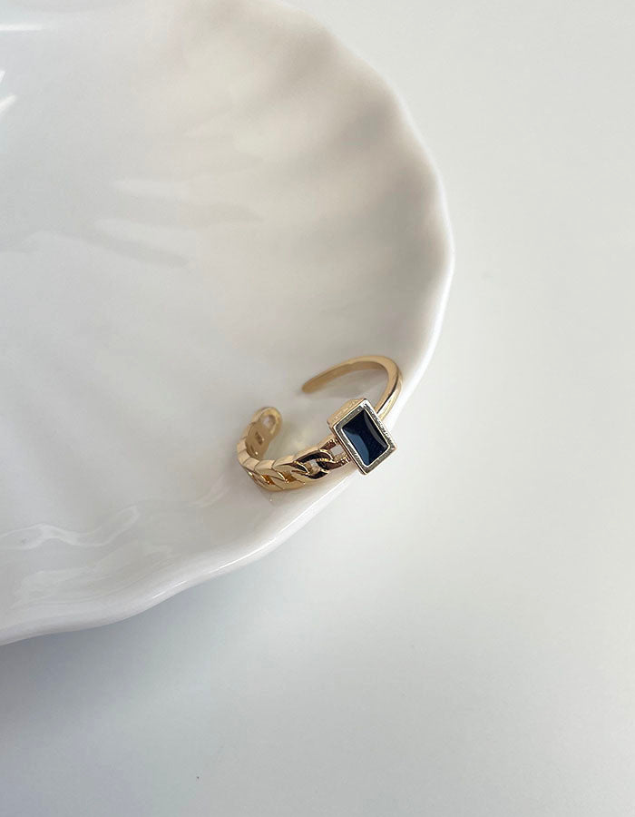 半鍊條設計滴釉戒指