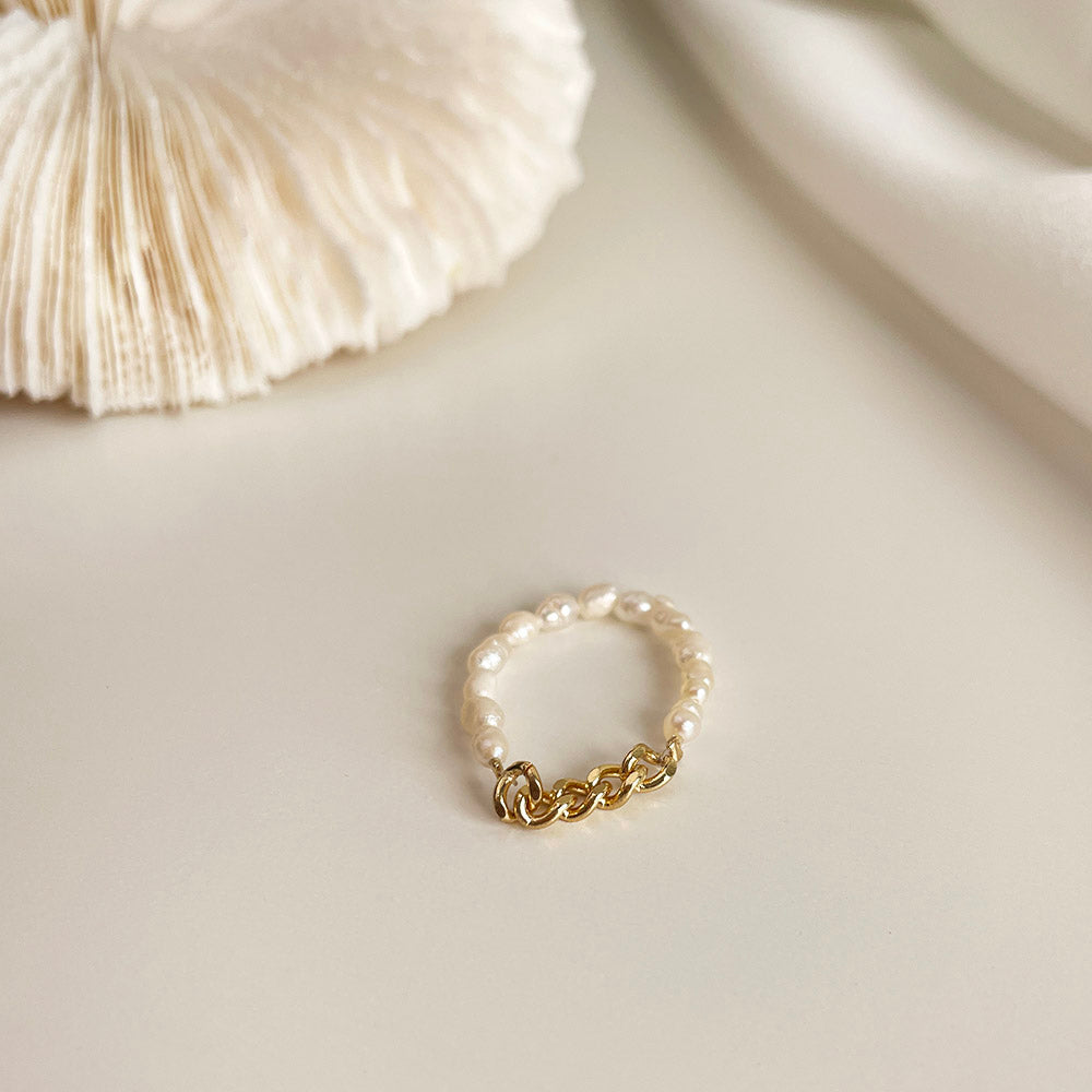 珍珠串鍊條設計戒指