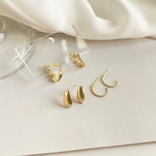 女王系高冷氣質必備三對組 - 925純銀針